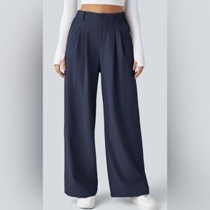 Halara Flex™ High Waisted Pocket Wide Leg Work Pants Women L Petite Navy